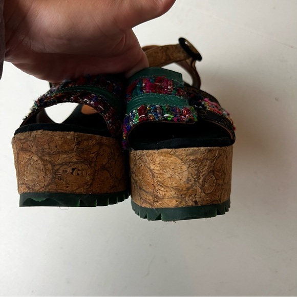 KRON BY KRONKRON- KRE2-18 Multi Color Block Heel Platform Sandal Boho Chic - Picture 6 of 9